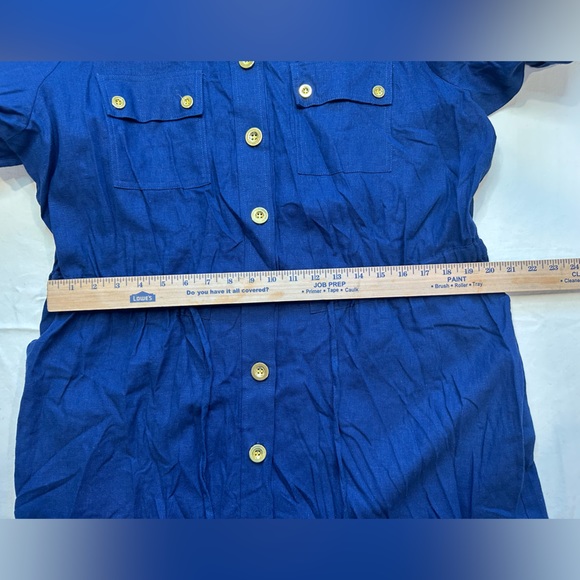 Ashley Stuart Size 20W Blue Sheath Linen Dress - Picture 7 of 7